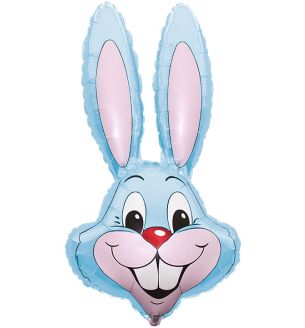 35" Pastel Blue Rabbit / Bunny Head Foil Balloon