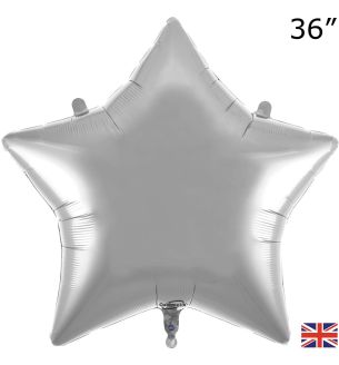 36" Silver Oaktree Star Foil Balloon