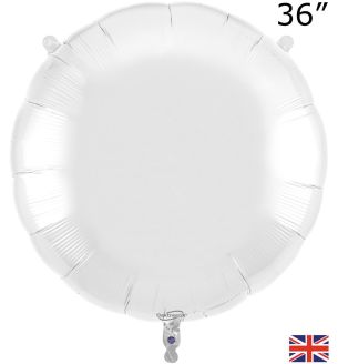 36" White Round Oaktree Foil Balloon - Packaged