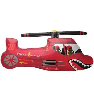 36" North Star Red Helicopter Strike Force Foil Balloon