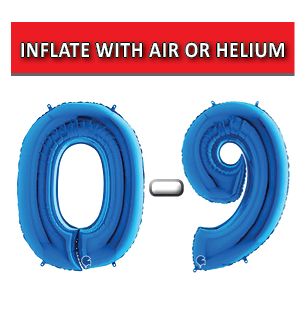 40" Blue Numbers Grabo Foil Balloons