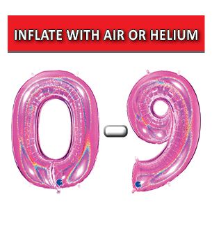 40" Fuxia Glitter Holographic Numbers Grabo Foil Balloons