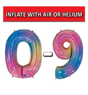 40" Rainbow Holographic Numbers Grabo Foil Balloons