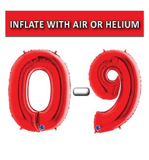 40" Red Numbers Grabo Foil Balloons