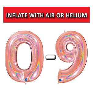 40" Rose Gold Glitter Holographic Numbers Grabo Foil Balloons