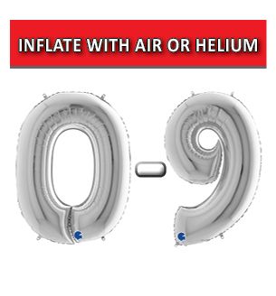 40" Silver Numbers Grabo Foil Balloons