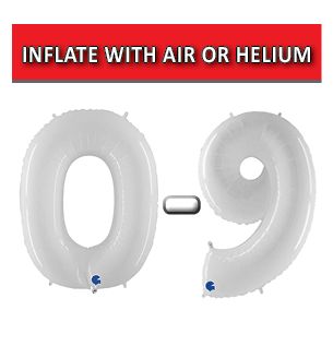 40" White Fluo Numbers Grabo Foil Balloons