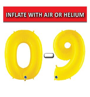 40" Yellow Fluo Numbers Grabo Foil Balloons 