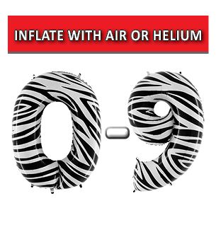 40" Zebraloon Numbers Grabo Foil Balloons 