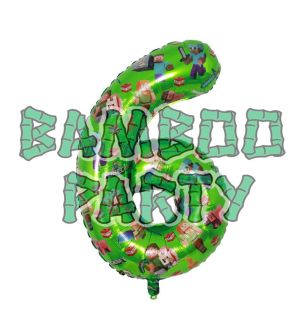 40" Number 6 Green Gaming Foil Balloon