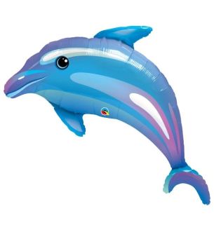 42" Qualatex Dolphin Blue Supershape Foil Balloon