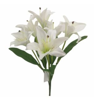 46cm Lily Bush 7 Heads Ivory 