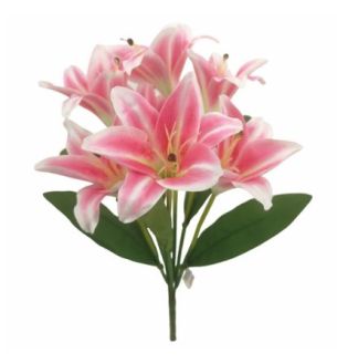 46cm Lily Bush 7 Heads Pink