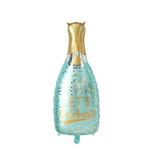 48cm x 98cm Blue Champagne Bottle Let's Celebrate Foil Balloon