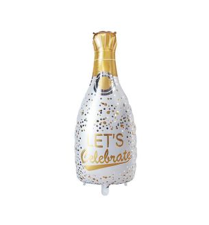 48cm x 98cm White Champagne Bottle Let's Celebrate Foil Balloon