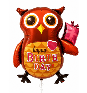 36" North Star Birthday Owl Foil Balloon