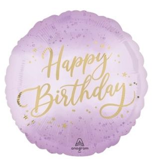 18" Anagram Happy Birthday Lilac Star Foil Balloon