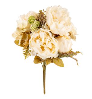 Peony Bouquet Vintage Linen White