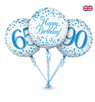 18" Oaktree Sparkling Fizz White Blue Foil Balloon Age Options Available 