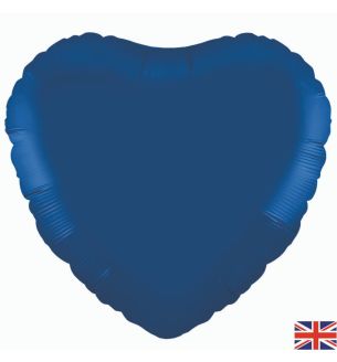 18" Navy Blue Heart Oaktree Unpackaged Foil Balloon
