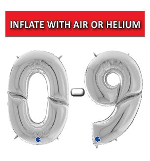 64" Silver Numbers Grabo Foil Balloons