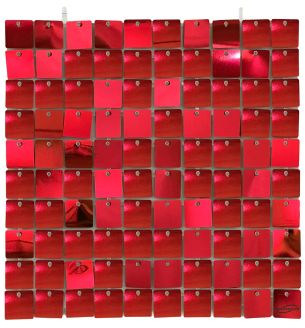 Sequin Wall Panel 30cm x 30cm Metallic Red