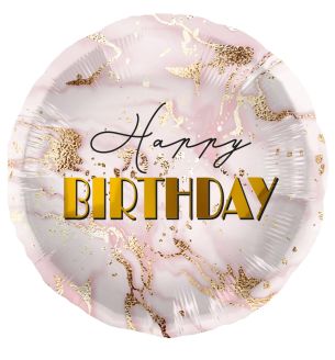 18" Marble Pink Happy Birthday Foil Balloon