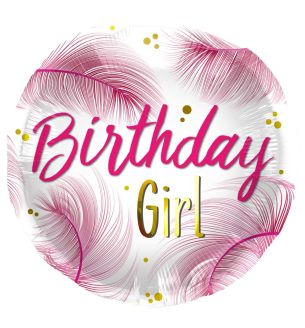 18" Birthday Girl Feather Foil Balloon