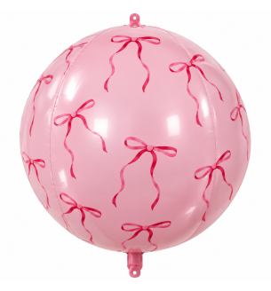 22" Bamboo Party Pink Bow Orb Foil Balloon