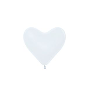 6" Sempertex Hearts White 005 Latex Balloons 50ct