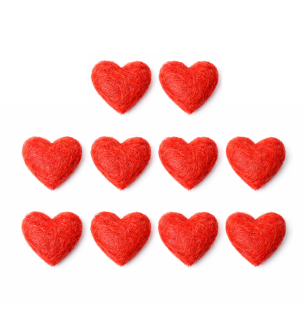 75mm Red Hearts On A String Hessian Garland 10ct