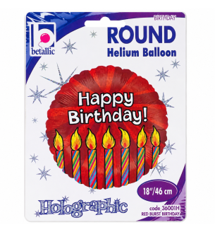 18" Betallic Red Burst Birthday Foil Balloon