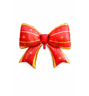 Bow Matte Red With Gold Trim 98 cm x 75 cm Bamboo Party Foil Balloon