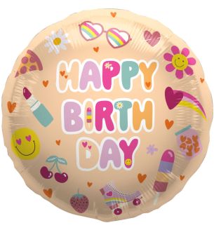 18" Happy Birthday Boho Girl  Foil Balloon