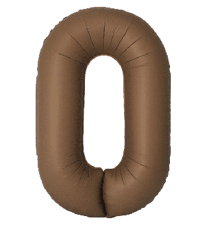 34" Matte Choco Number 0 Flexmetal Foil Balloon