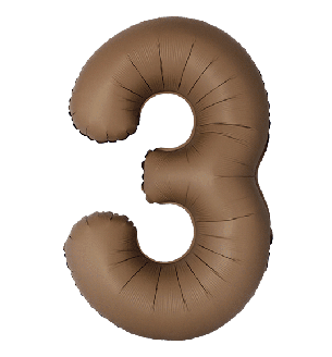 34" Matte Choco Number 3 Flexmetal Foil Balloon
