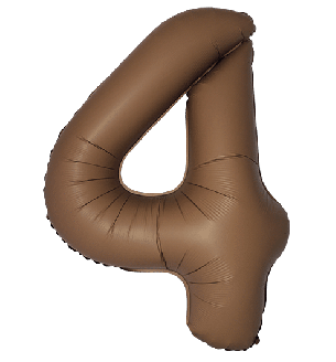 34" Matte Choco Number 4 Flexmetal Foil Balloon