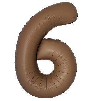 34" Matte Choco Number 6 Flexmetal Foil Balloon