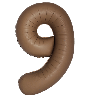 34" Matte Choco Number 9 Flexmetal Foil Balloon