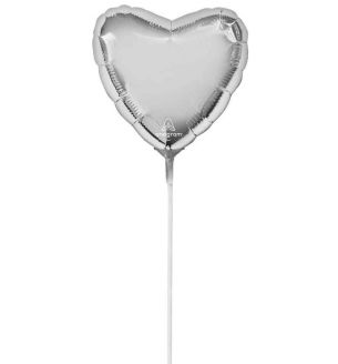 9" Anagram Silver Heart Foil Balloon