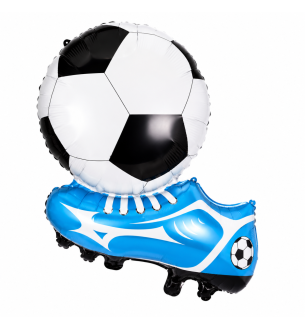 Blue Football Boot With Football Foil Balloon