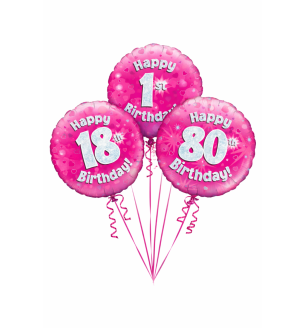 18" Oaktree Birthday Pink Foil Balloon Age Options Available