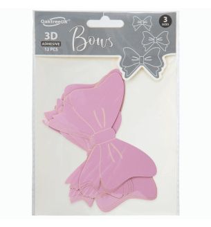 Bows 3D Pastel Lavender Self Adhesive 3 sizes 12pcs