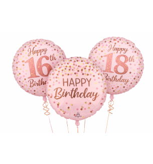 18" Pretty Pink Birthday Foil Balloon Age Options Available