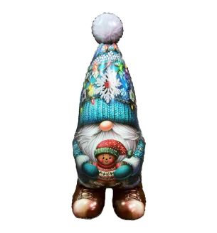 Christmas Gnome 13.8" x 34.5" Blue Foil Balloon