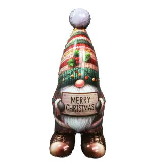 Christmas Gnome 13.8" x 34.5" Red Foil Balloon