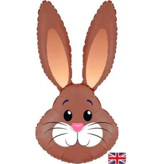 35" Cute Rabbit / Bunny Head Brown Metallic Foil Balloon