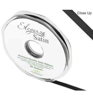 Eleganza Satin Double Faced Black Ribbon 6mm x 20m