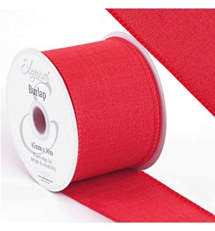 Eleganza Luxury Wired Edge Burlap Ribbon Red No.16 63mm x 10m