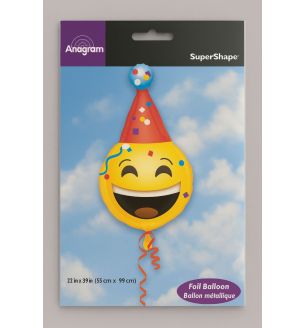 39" Anagram Smiling Emoji with Hat SuperShape Foil Balloon